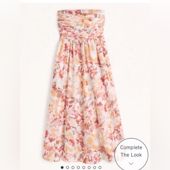NWT ABERCROMBIE & FITCH Floral Poplin Convertible Strapless Midi Dress L - Picture 5 of 14
